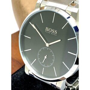 Hugo Boss Men's Watch 1513501 Grand Prix Quartz Black Dial Silver Steel 42mm